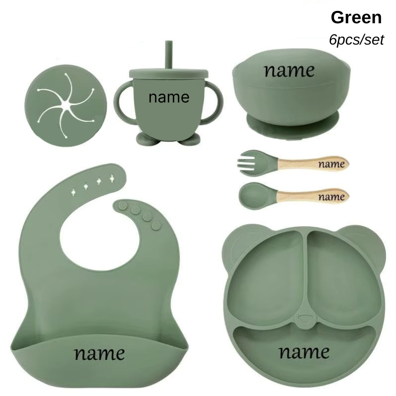 Kidsklever™ Personalized Silicone Feeding Set